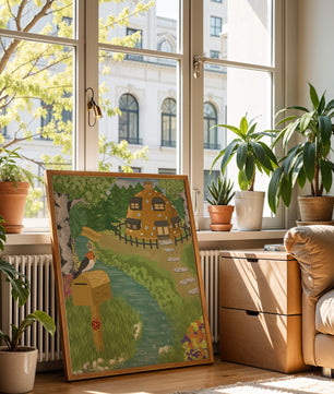 Paysage charmant avec une maison unique et un jardin luxuriant