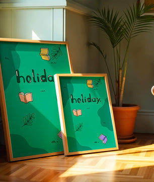 Diseño temático de vacaciones colorido con libros y hojas