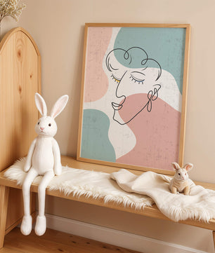 Abstract Line Art Face On Pastel Background - Mi tienda