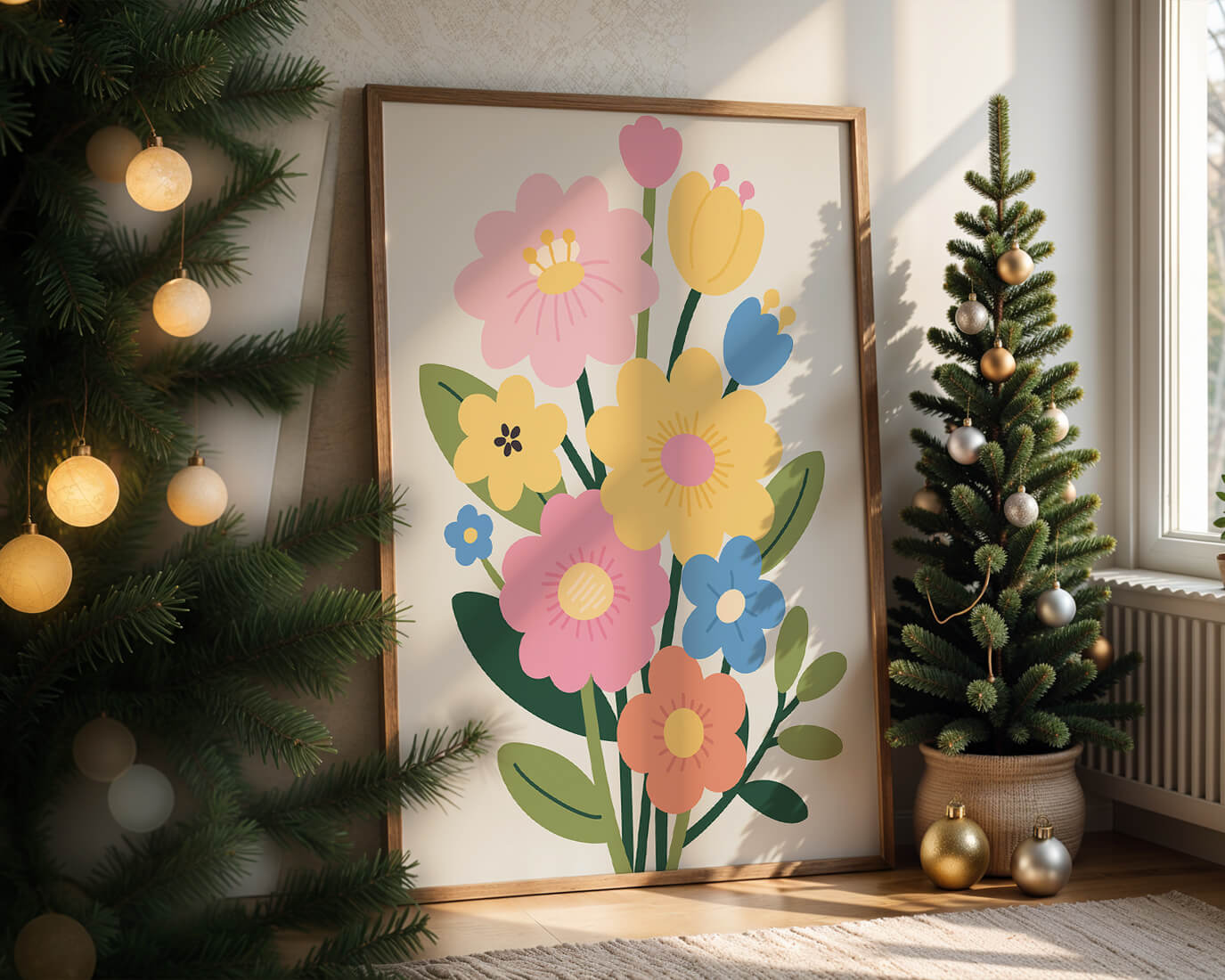 Ramo ilustrado de flores coloridas