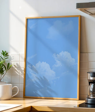 Cielo azul brillante con nubes blancas esponjosas