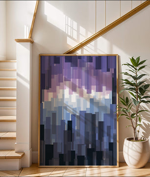 Abstrakter pixeliger Farbverlauf mit Blau- und Lilatönen