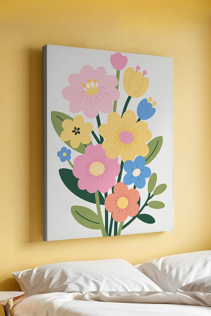 Ramo ilustrado de flores coloridas