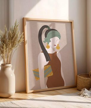 Femme élégante avec accessoires à la mode dans un style art moderne