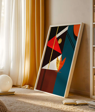 Arte abstracto geométrico con dorado y formas audaces