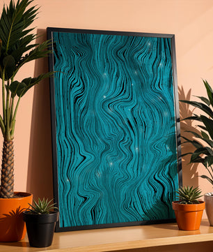 Abstract Wavy Blue Pattern with Black Lines - Mi tienda