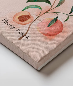 Watercolor Illustration of Honey Peach with Leaves on Light Background - Mi tienda