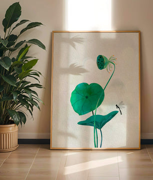 Lotus Flower and Dragonfly with Watercolor Effect - Mi tienda