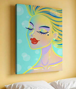 Portrait abstrait coloré d'une femme aux yeux fermés
