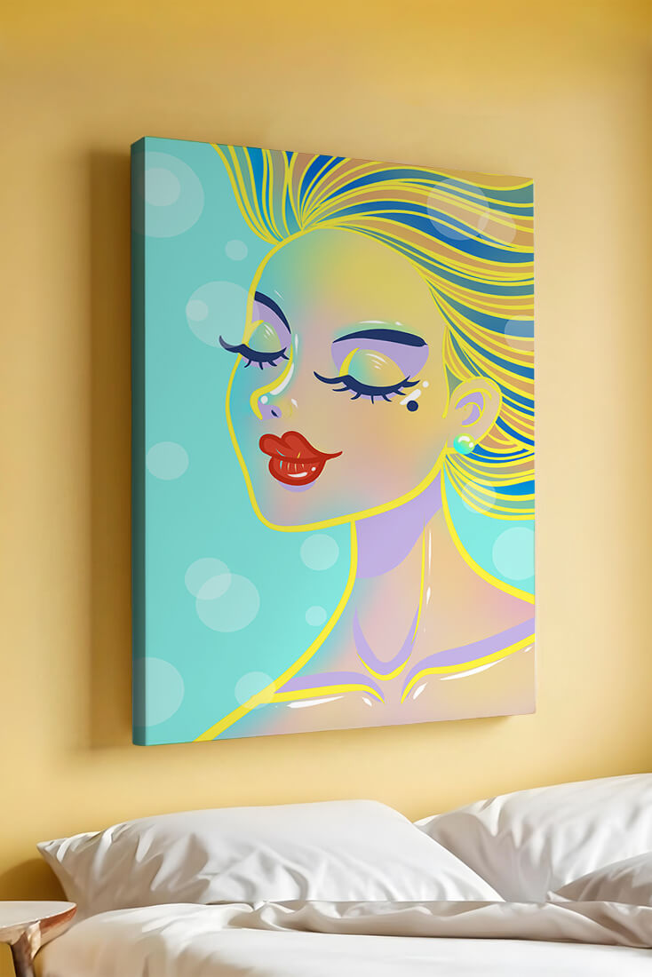 Colorful abstract portrait of a woman with closed eyes