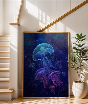 Jellyfish Illuminated in Magical Ocean Scene