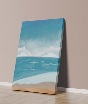 Calming Ocean Shoreline with Blue Sky and Gentle Waves