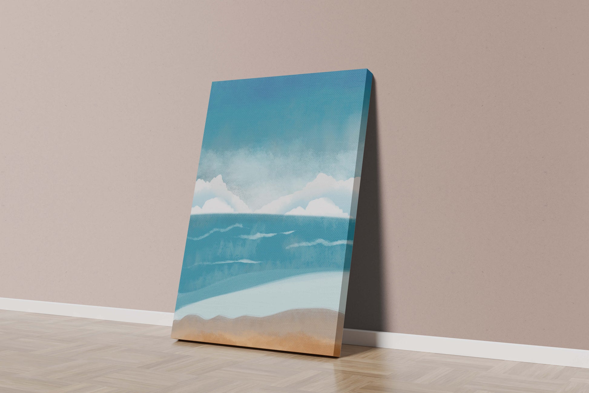Calming Ocean Shoreline with Blue Sky and Gentle Waves