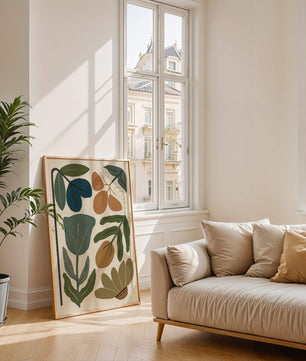 Botanical illustration with earthy and muted colors