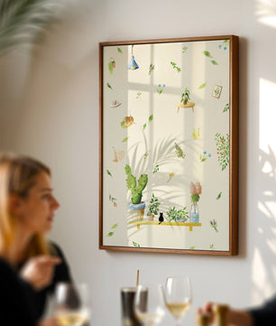 Illustration décorative avec des plantes et des éléments chaleureux