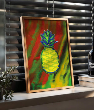 Piña abstracta colorida con fondo vibrante