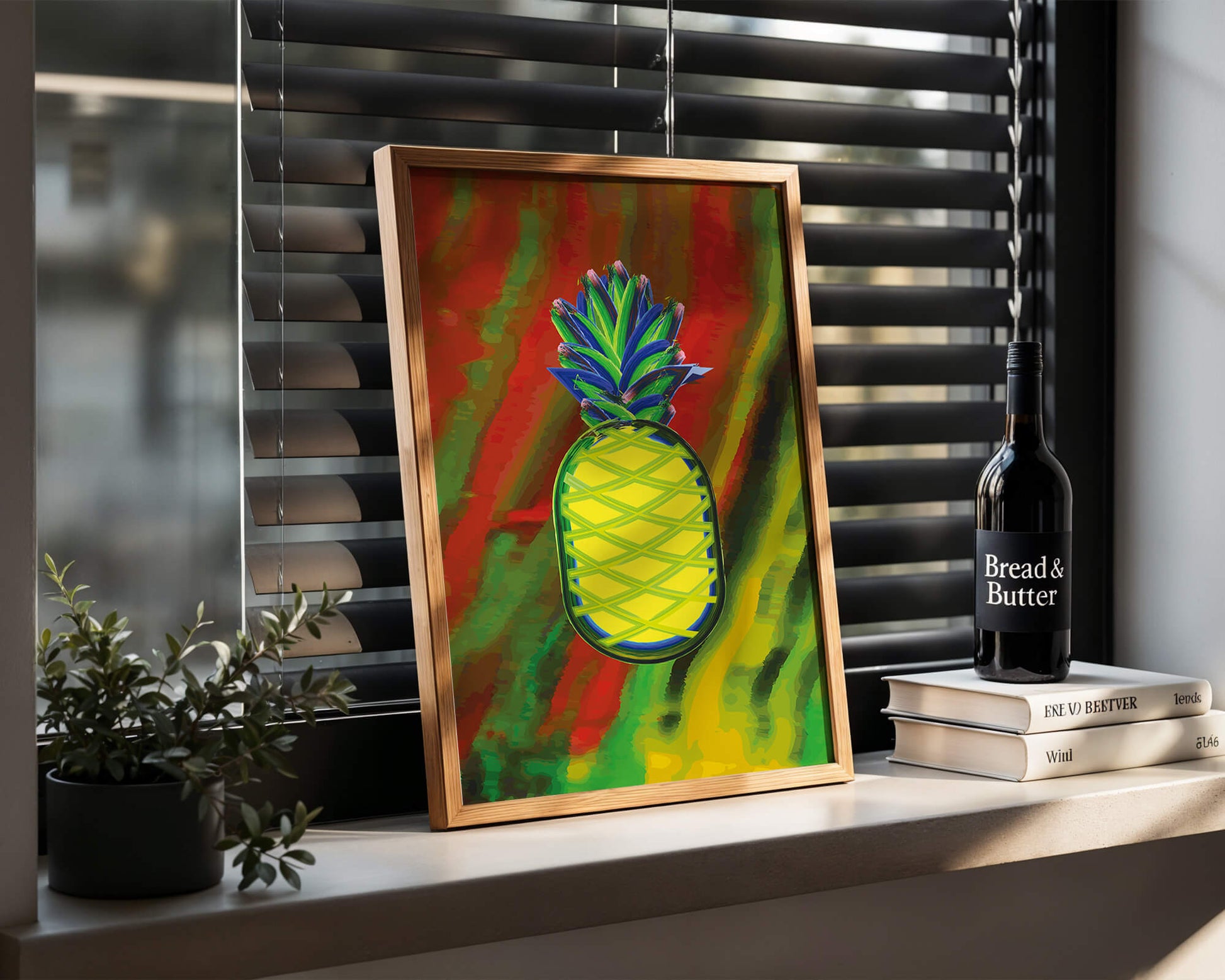 Piña abstracta colorida con fondo vibrante