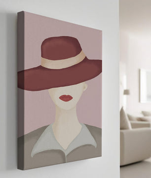 Stylish Woman in Vintage Hat with Minimalist Fashion Art