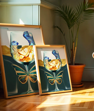 Cristallo con scultura di liquido e arte di farfalla