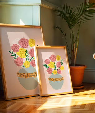 Colorful flower bouquet in a decorative vase illustration