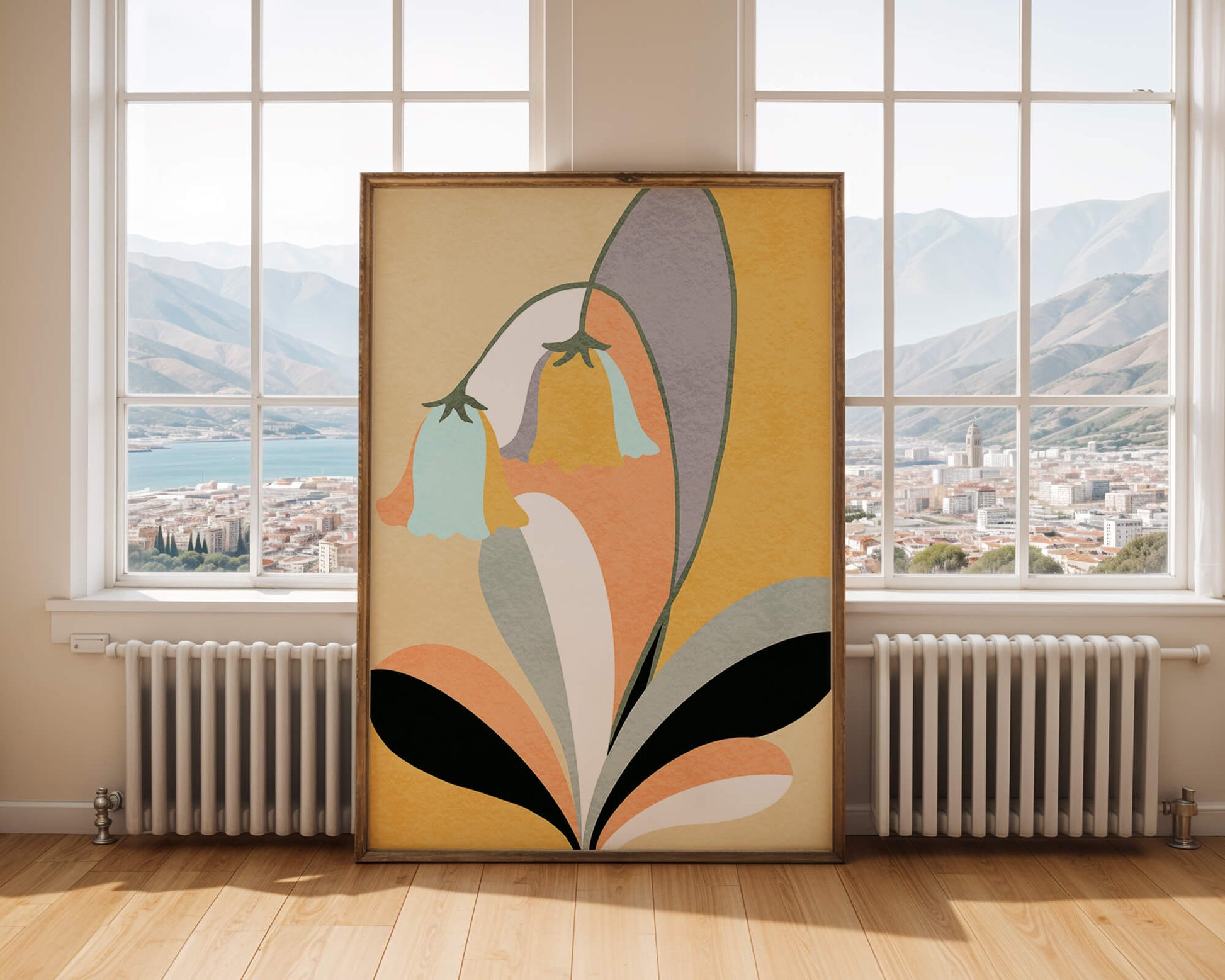 Abstract floral pattern with pastel colors and modern design