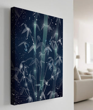 Illustration Of Bamboo With Snowfall In A Night Sky - Mi tienda