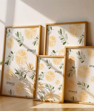 Motif avec des tranches d’orange et des feuilles vertes