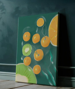 Ilustración de patrón de frutas vibrantes de kiwi y naranja