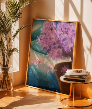 A Beautiful Cherry Blossom Tree in a Dreamlike Landscape