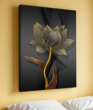 Golden Lotus Flower On Abstract Grey Background - Mi tienda
