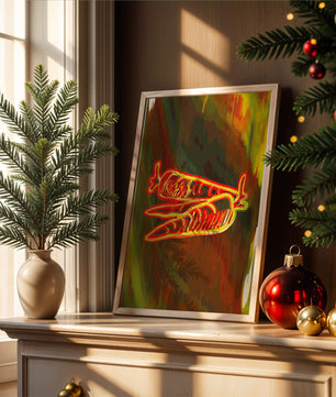 Vibrant abstract carrot illustration with dynamic red and orange patterns