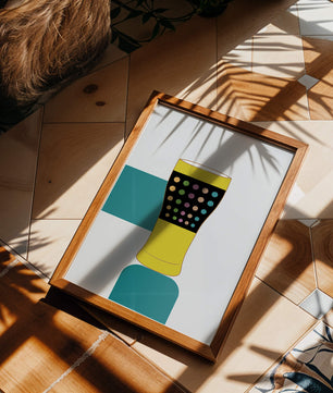 Colorful abstract illustration of a pint glass with dotted pattern