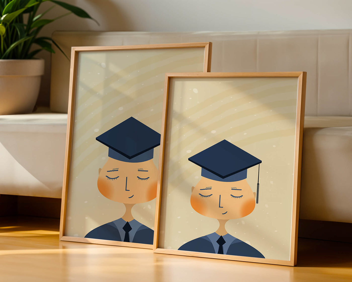 Illustration of a graduate with cap and closed eyes
