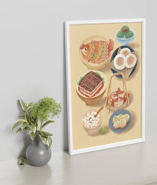 Illustration colorée de la cuisine chinoise avec divers plats