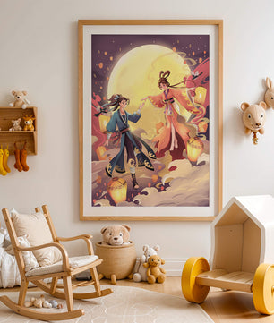 Scène de fantaisie élégante au clair de lune avec tenue traditionnelle