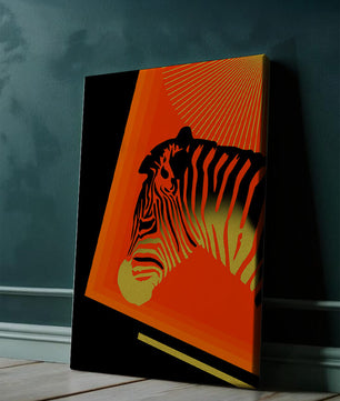 Abstract Zebra with Vibrant Colors and Golden Elements