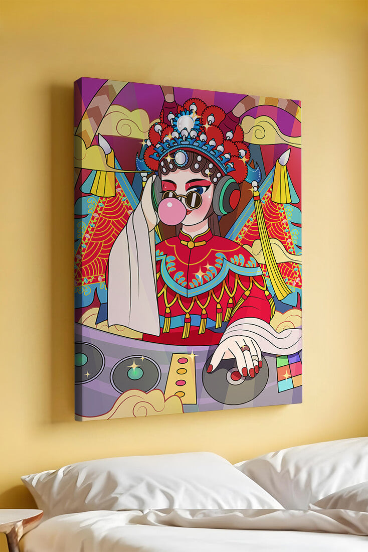 Vibrant DJ illustration combining traditional and modern elements