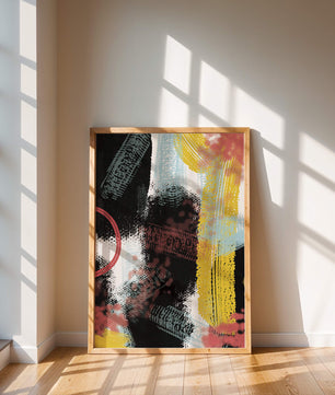Abstract brush stroke art with vibrant colors on textured background