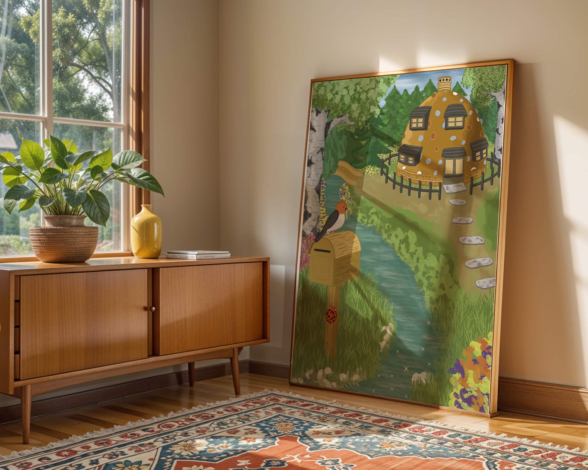 Paysage charmant avec une maison unique et un jardin luxuriant