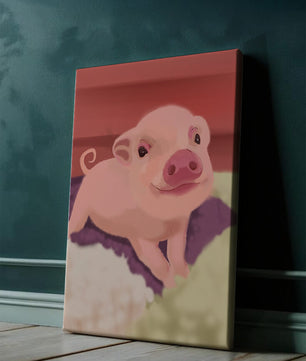 Una encantadora ilustración de un lechón con un fondo cálido