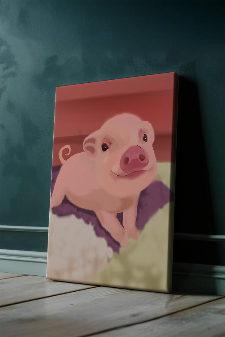 Una encantadora ilustración de un lindo cerdito con un fondo cálido.