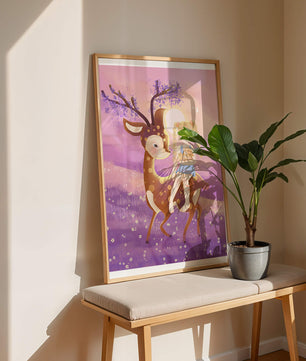 Whimsical Evening in the Enchanted Forest with Girl and Deer - Mi tienda