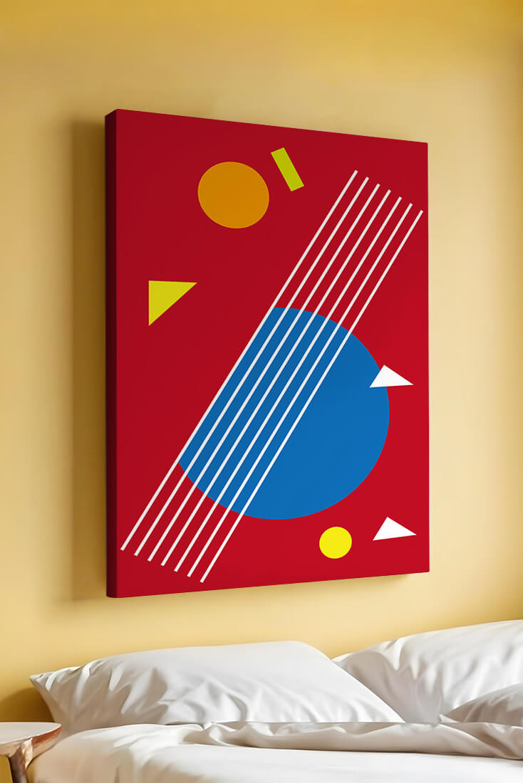 Abstract geometric shapes with bold colors and lines