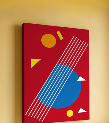 Abstract geometric shapes with bold colors and lines