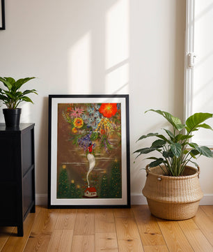 Charming illustration of floral fantasy scene