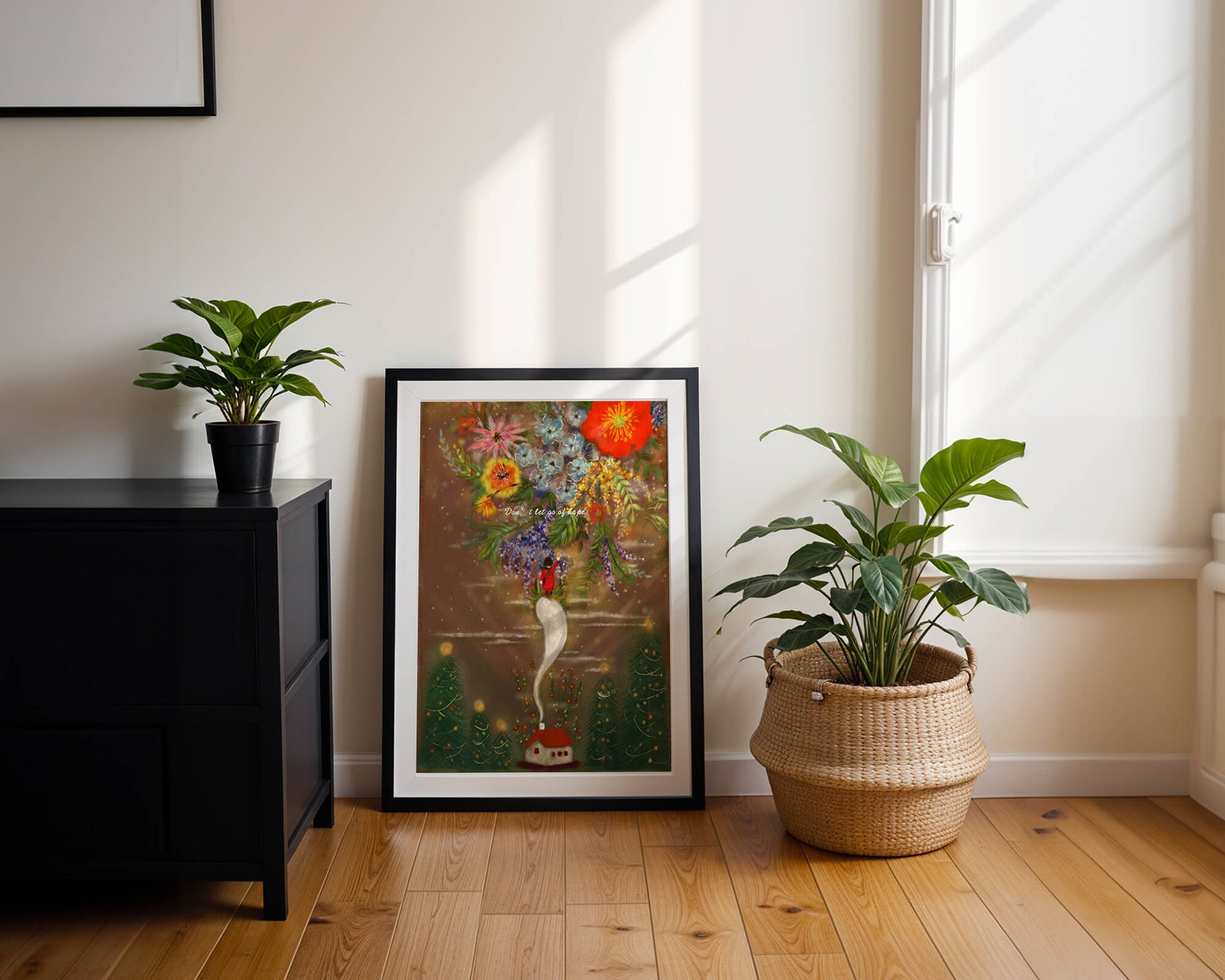 Charming illustration of floral fantasy scene