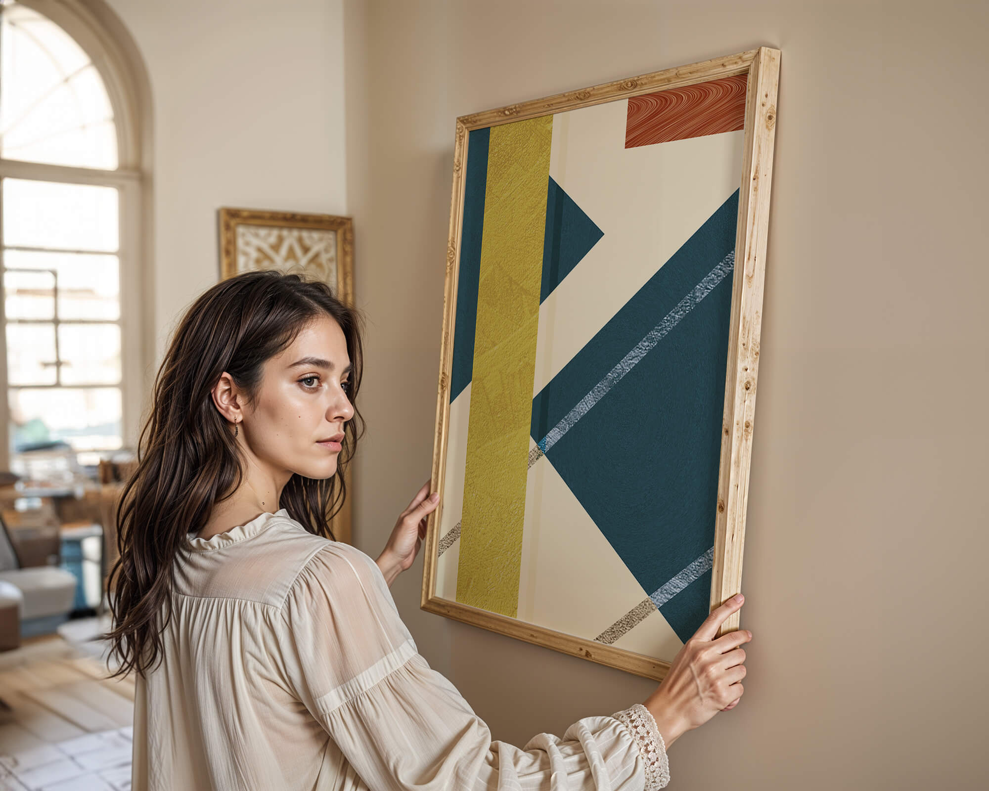 Contemporary abstract geometric art with vibrant colors