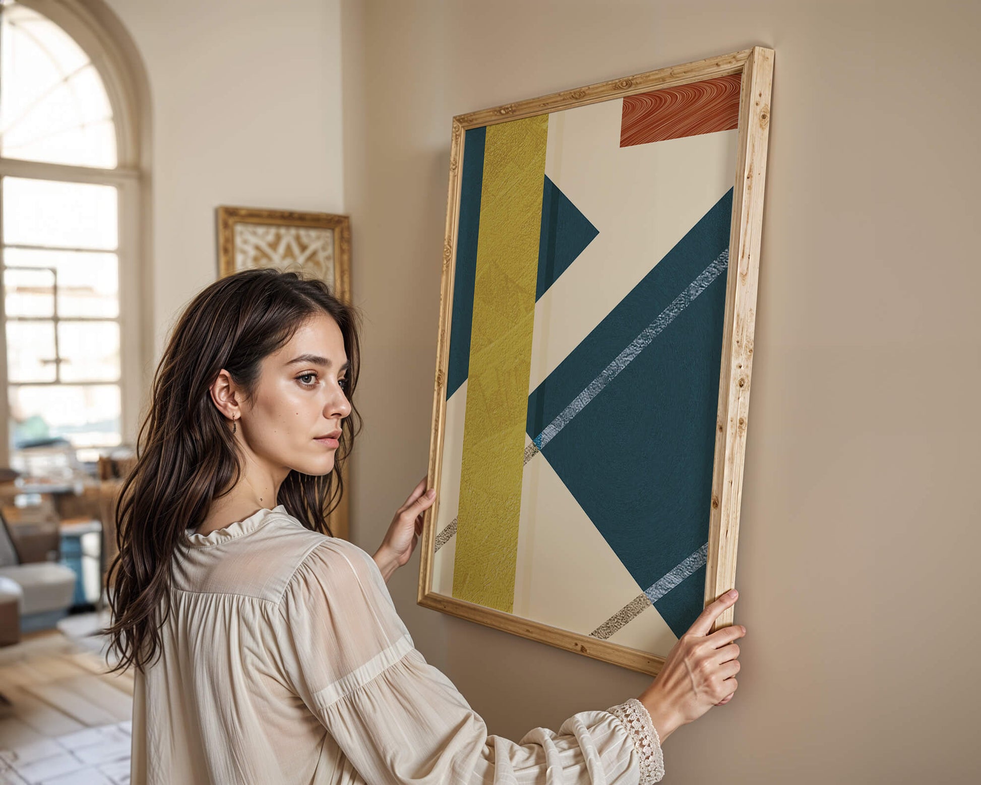 Contemporary abstract geometric art with vibrant colors