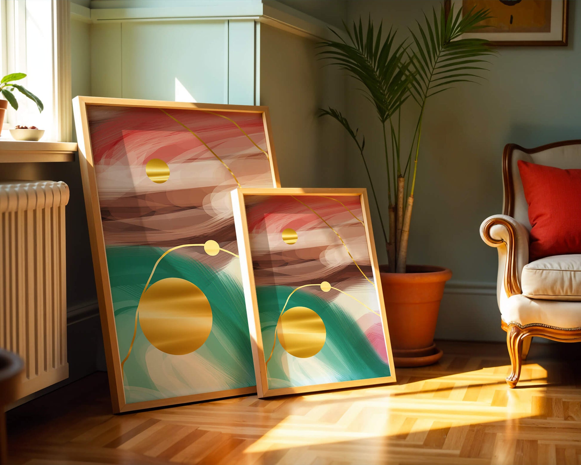 Abstract Expressionism with Gold Accents and Earthy Tones