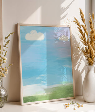 Blue Sky with Clouds and Green Field